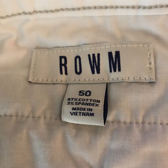 ROWM Shorts Mens 50 BIG Bermuda Flat Front Stone Chino Walking Stretch $46 NEW - Picture 4 of 6